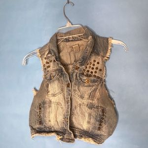 Kiss & Cry Boho Distressed Denim Jean Jacket L